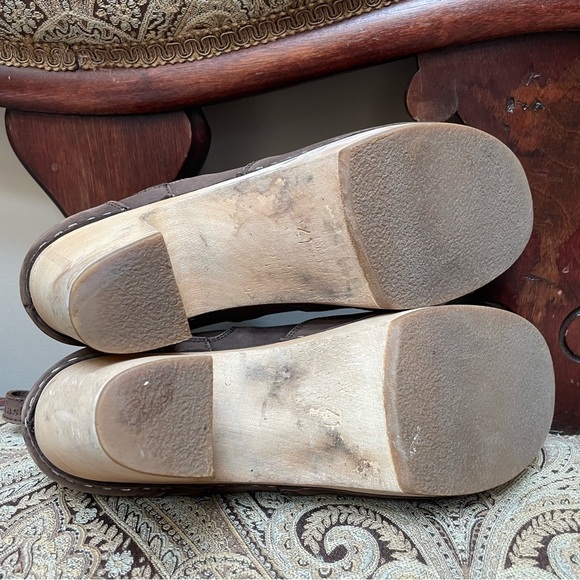 Toffel Swedish Hasbeens Chelsea Low Ankle Boots Clogs Heels Brown Nubuck Size 11 - Picture 6 of 7